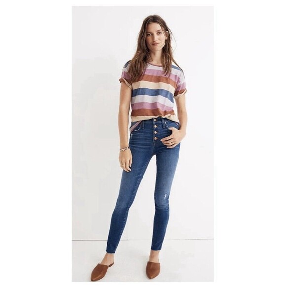 Madewell 10” High Rise Skinny Jeans Exposed Button Fly Raw Hem Women’s Size 26 - Picture 3 of 13